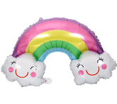 PartyCorp Happy Birthday Rainbow & Clouds Foil Balloon Bouquet, Decoration Kit for Boys, Girls, DIY Pack of 5